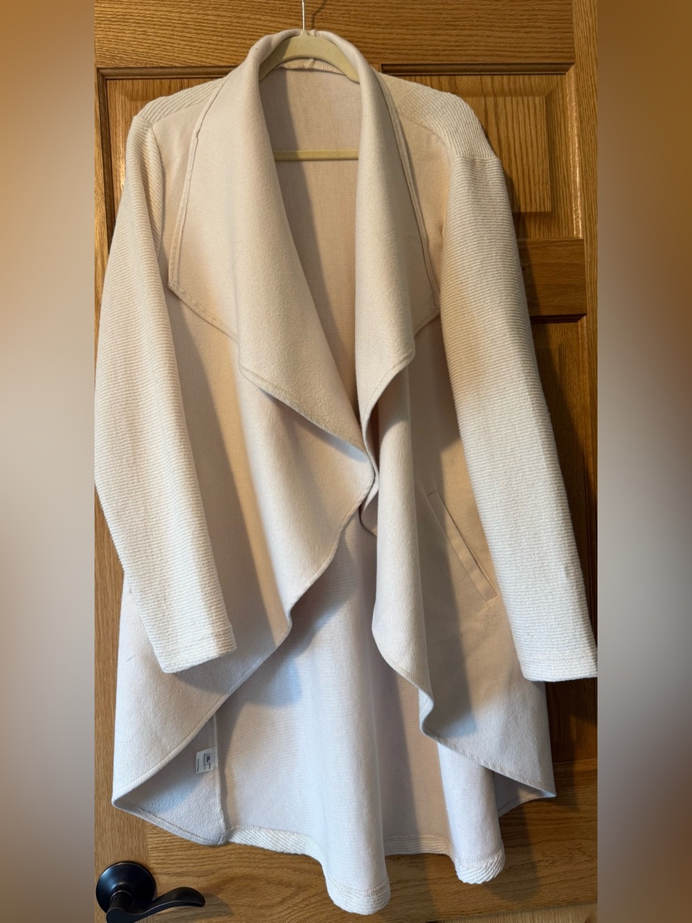 Ralph Lauren Cream Open-Front Draped Cardigan